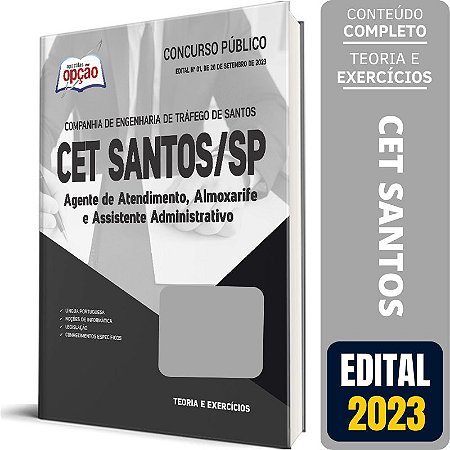 Apostila CET Santos SP 2023 - Agente de Atendimento, Almoxarife e Assistente Administrativo