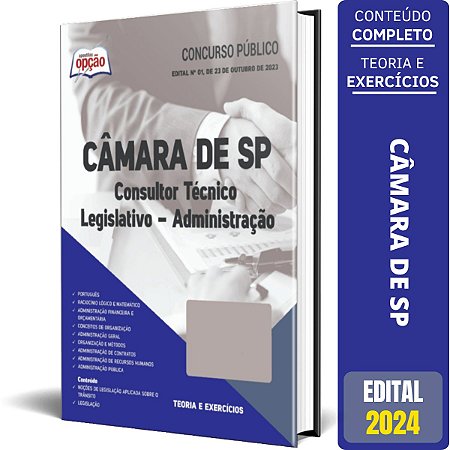 Apostila Câmara de SP 2024 - Consultor Técnico Legislativo - Administração