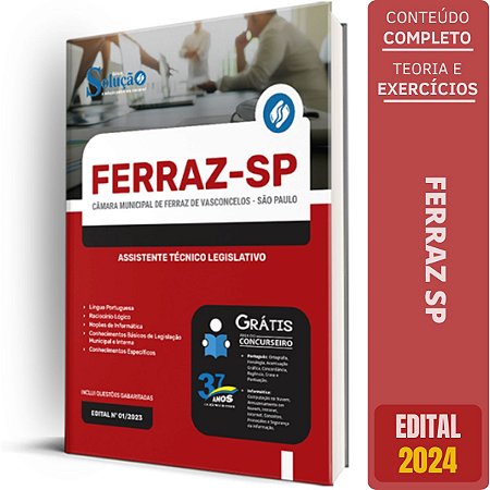 Apostila Câmara de Ferraz de Vasconcelos SP 2024 - Assistente Técnico Legislativo