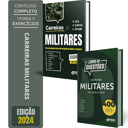 Kit Apostila Carreiras Militares 2024 + Caderno de Testes