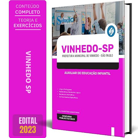 Apostila Prefeitura de Vinhedo SP 2024 - Auxiliar de Educação Infantil