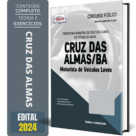 Apostila Prefeitura de Cruz das Almas BA 2024 - Motorista de Veículos Leves