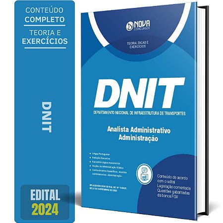 Apostila DNIT 2024 - Analista Administrativo - Administração