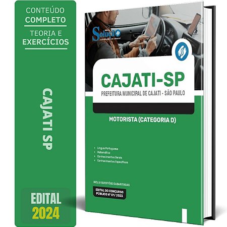 Apostila Prefeitura de Cajati SP 2024 - Motorista (Categoria D)