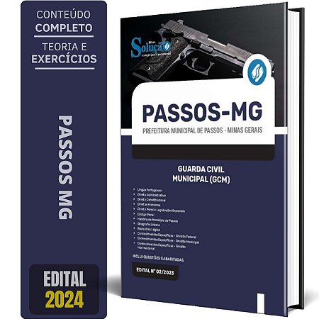 Apostila Prefeitura de Passos MG 2024 - Guarda Civil Municipal (GCM)