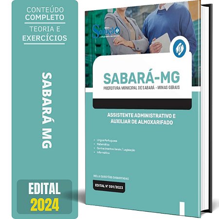 Apostila Prefeitura de Sabará MG 2024 - Assistente Administrativo e Auxiliar de Almoxarifado