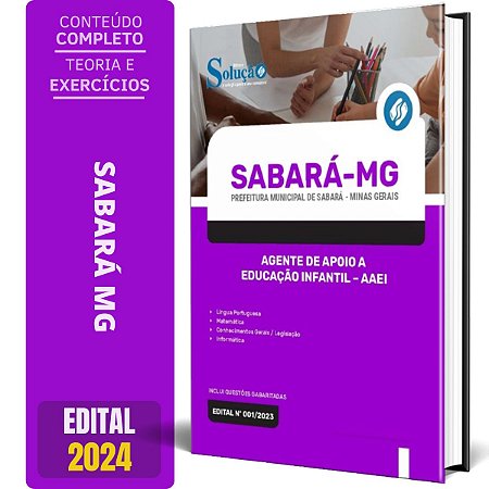 Apostila Prefeitura de Sabará MG 2024 - Agente de Apoio a Educação Infantil - AAEI