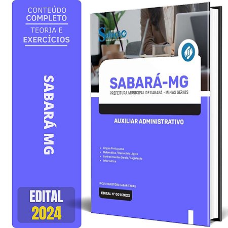 Apostila Prefeitura de Sabará MG 2024 - Auxiliar Administrativo