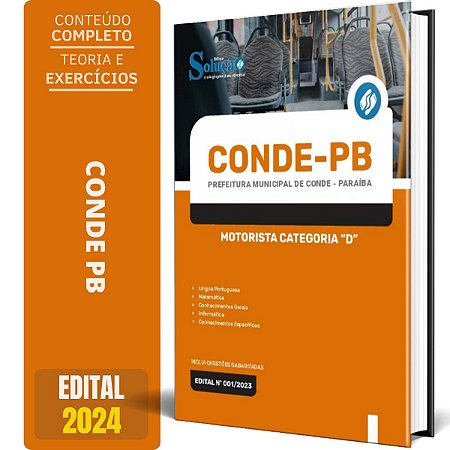 Apostila Prefeitura de Conde PB 2024 - Motorista Categoria D