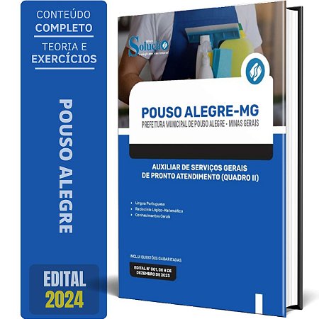 Apostila Prefeitura de Pouso Alegre MG - Auxiliar de Serviços Gerais de Pronto Atendimento (Quadro II)