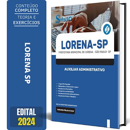 Apostila Prefeitura de Lorena SP 2024 - Auxiliar Administrativo