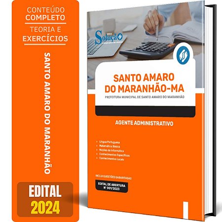 Apostila Prefeitura de Santo Amaro MA 2024 - Agente Administrativo