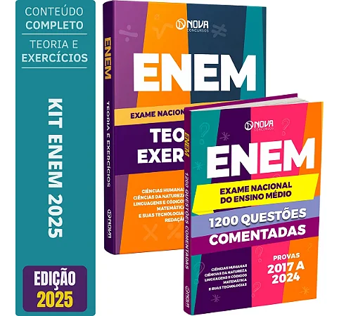 Kit ENEM 2025 - Apostila + Questões Comentadas Provas 2017 a 2024