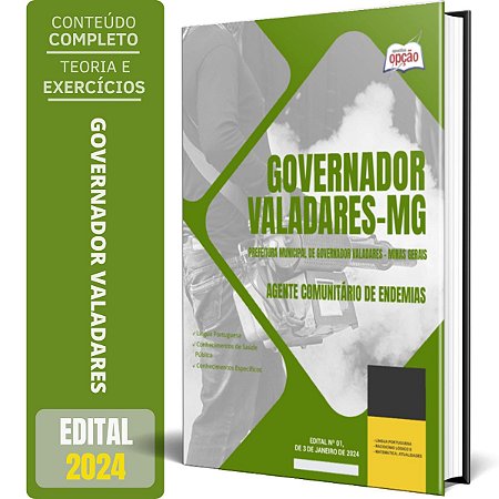 Apostila Prefeitura de Governador Valadares MG 2024 - Agente Comunitário de Endemias