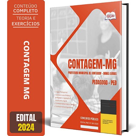 Apostila Prefeitura de Contagem MG 2024 - Pedagogo - PED