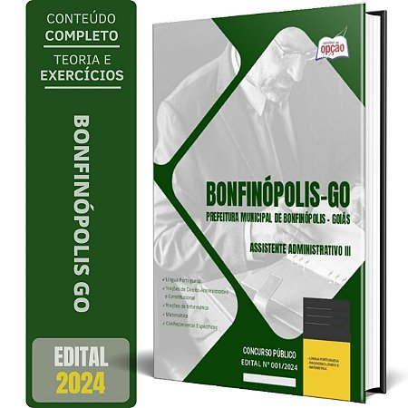 Apostila Prefeitura de Bonfinópolis GO 2024 - Assistente Administrativo 3