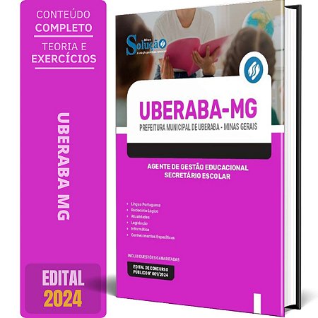 Apostila Prefeitura de Uberaba MG 2024 - Agente de Gestão Educacional - Secretário Escolar
