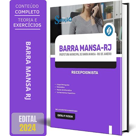 Apostila Prefeitura de Barra Mansa RJ 2024 - Recepcionista