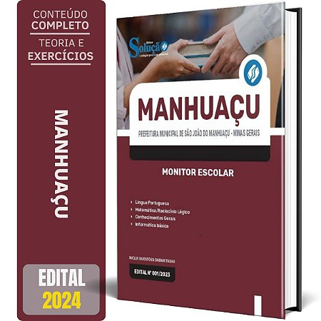 Apostila Prefeitura de São João do Manhuaçu MG 2024 - Monitor Escolar