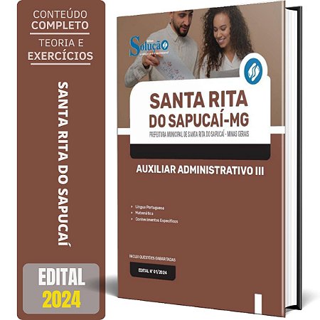 Apostila Prefeitura de Santa Rita do Sapucaí MG 2024 - Auxiliar Administrativo III