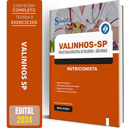 Apostila Prefeitura de Valinhos SP 2024 - Nutricionista