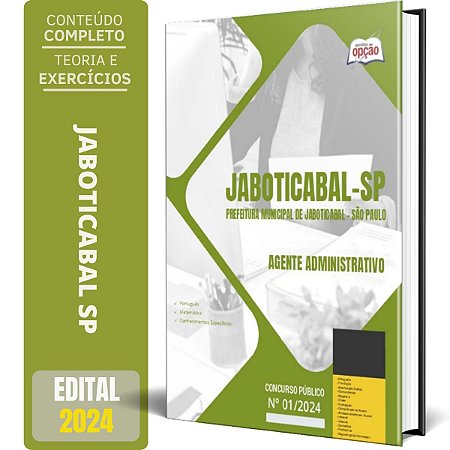 Apostila Prefeitura de Jaboticabal SP 2024 - Agente Administrativo