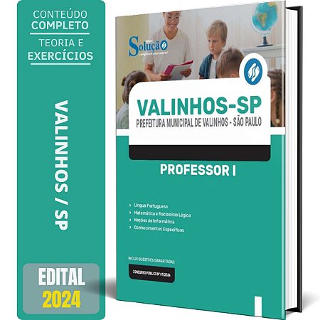Apostila Prefeitura de Valinhos SP 2024 - Professor I
