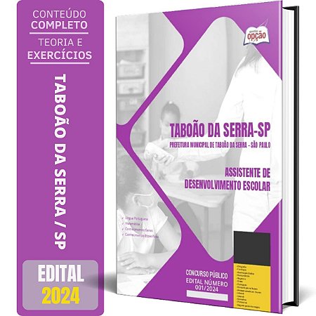 Apostila Prefeitura de Taboão da Serra SP 2024 - Assistente de Desenvolvimento Escolar