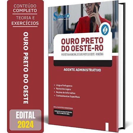 Apostila Prefeitura de Ouro Preto do Oeste RO 2024 - Agente Administrativo
