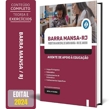Apostila Prefeitura de Barra Mansa RJ 2024 - Agente de Apoio à Educação