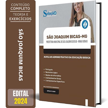 Apostila Prefeitura de São Joaquim de Bicas MG 2024 - Auxiliar Administrativo da Educação Básica