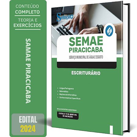 Apostila SEMAE Piracicaba SP 2024 - Escriturário