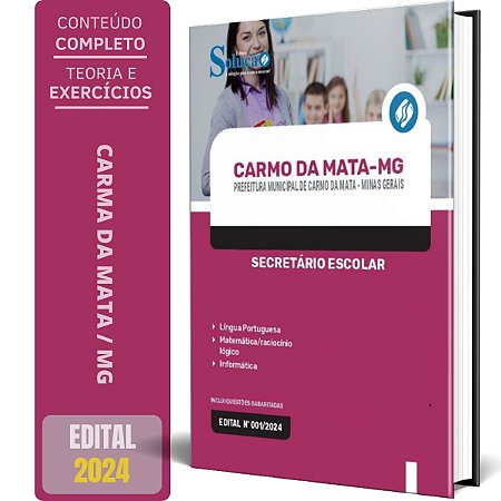 Apostila Prefeitura de Carmo da Mata MG 2024 - Secretário Escolar