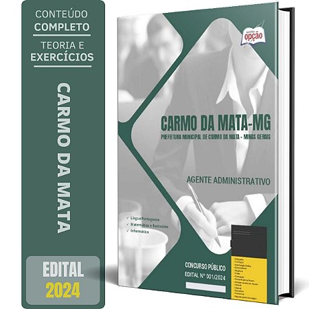 Apostila Prefeitura de Carmo da Mata MG 2024 - Agente Administrativo