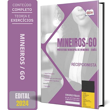 Apostila Prefeitura de Mineiros GO 2024 - Recepcionista