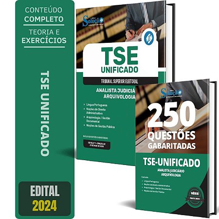 Kit Apostila TSE Unificado 2024 -Arquivologia + Caderno de Testes