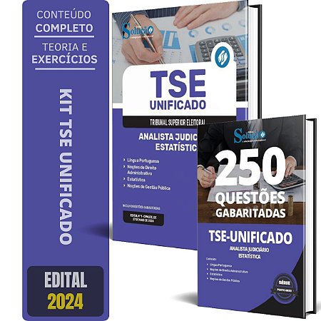 Kit Apostila TSE Unificado 2024 - Estatística + Caderno de Testes