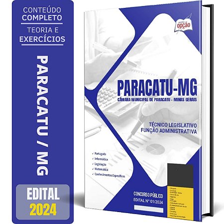 Apostila Câmara de Paracatu MG 2024 - Técnico Legislativo - Função Administrativa