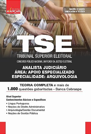Apostila Tse Unificado 2024 - Analista Judiciário - Arquivologia
