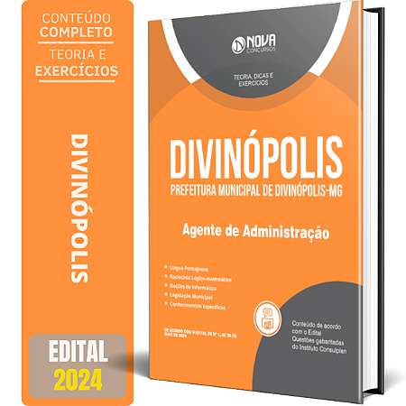 Apostila Prefeitura de Divinópolis MG 2024 - Agente de Administração
