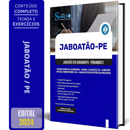 Apostila Prefeitura de Jaboatão dos Guararapes - PE 2024 - Comum Médio e Superior - Edital 3