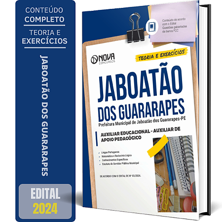 Apostila Prefeitura de Jaboatão dos Guararapes PE 2024 - Auxiliar Educacional - Auxiliar de Apoio Pedagógico