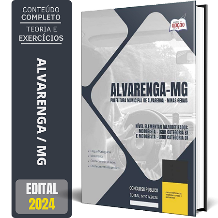 Apostila Prefeitura de Alvarenga MG 2024 - Nível Elementar (Alfabetizado): Motorista