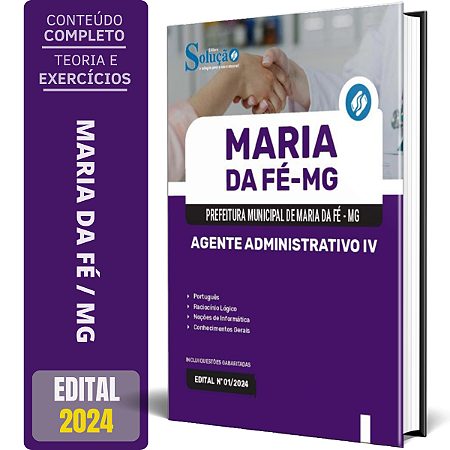 Apostila Prefeitura de Maria da Fé MG 2024 - Agente Administrativo IV
