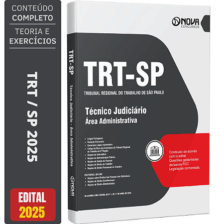 Apostila TRT SP 2ª Região 2025 - Técnico Judiciário - Área Administrativa - Sem Especialidade