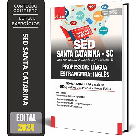 Apostila Sed Santa Catarina Sc 2024 - Professor De Ingles