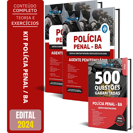 Kit Apostila Polícia Penal BA 2024 - Agente Penitenciário + Testes