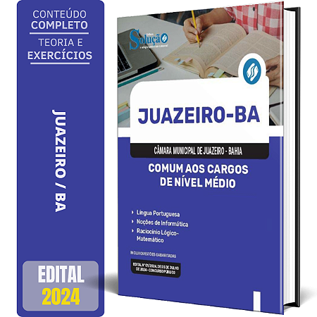 Apostila Câmara de Juazeiro BA 2024 - Comum aos Cargos de Nível Médio
