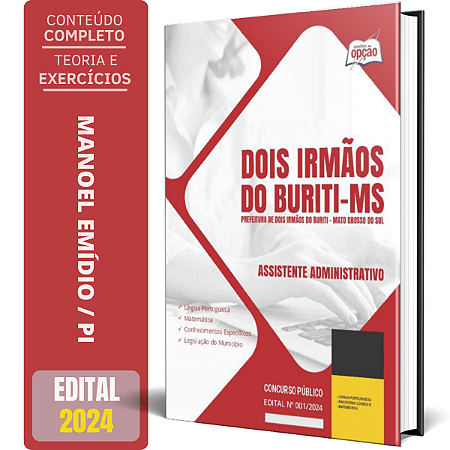 Apostila Prefeitura de Dois Irmãos do Buriti MS 2024 - Assistente Administrativo