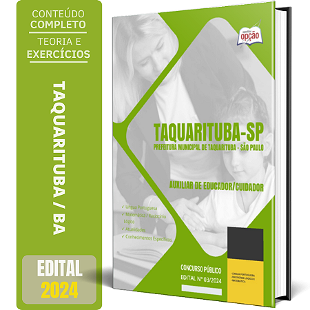 Apostila Prefeitura de Taquarituba SP 2024 - Auxiliar de Educador/Cuidador
